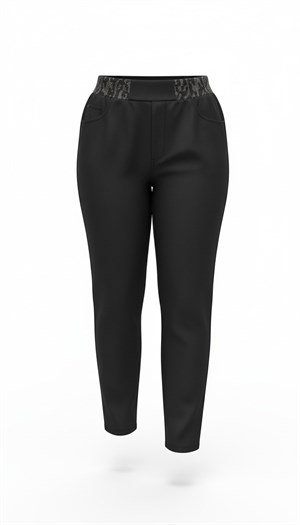 ON FASHION 26Y.ON.PNT.78103.01 BELİ LASTİKLİ TAŞLI BİLEK BOY PANTOLON - SİYAH