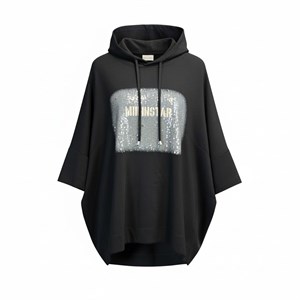 ON FASHION 26Y.ON.SWT.76322.01 BASKILI KAPŞONLU YARIM KOL SWEAT-SİYAH