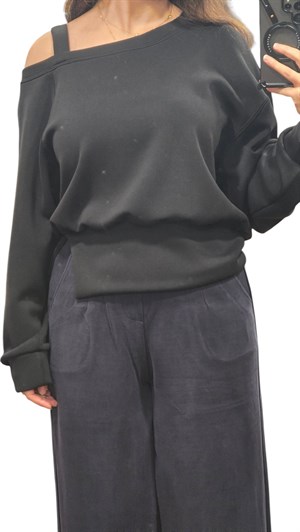 ON FASHION 26Y.ON.SWT.76324.01 OMZU AÇIK VEREV SWEAT - SİYAH