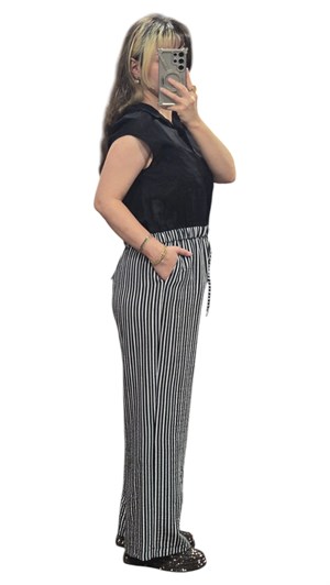 ON FASHION 26Y.ON.YLK.74902.01 ÇİZGİLİ DÜĞMELİ SIFIR YAKA YELEK - SİYAH