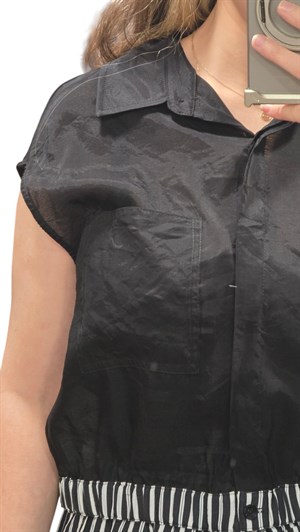 ON FASHION 26Y.ON.YLK.74902.01 ÇİZGİLİ DÜĞMELİ SIFIR YAKA YELEK - SİYAH