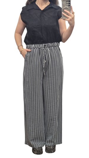 ON FASHION 26Y.ON.YLK.74902.01 ÇİZGİLİ DÜĞMELİ SIFIR YAKA YELEK - SİYAH