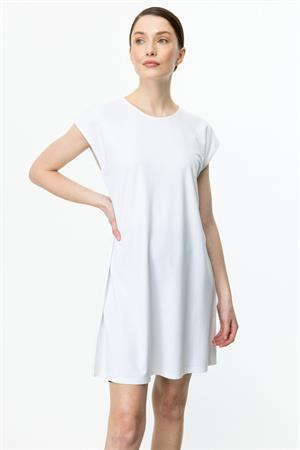 ON FASHION 51419 SIFIR YAKA UZUN BASİC TUNİK BLUZ - EKRU