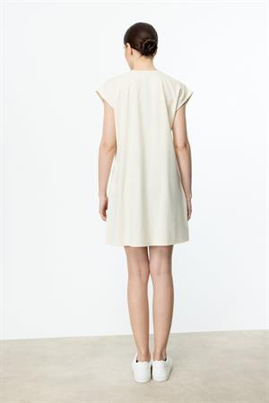ON FASHION 51419 SIFIR YAKA UZUN BASİC TUNİK BLUZ - KREM