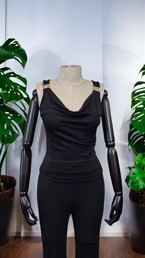 ON FASHION Askılı Askısı Aksesuar Bluz - Siyah