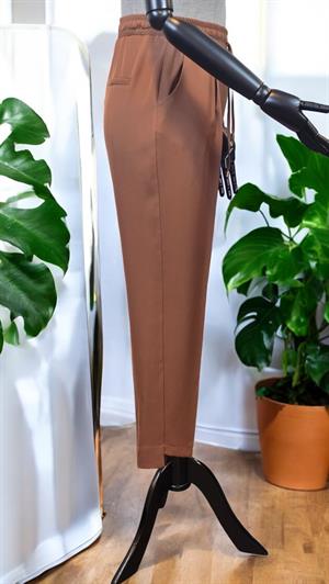 ON FASHION Beli Bağcıklı Dar Paça Pantolon - Tütün