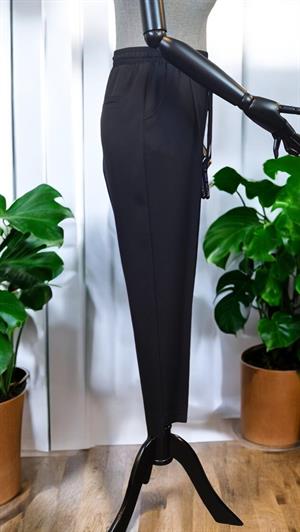 ON FASHION Beli Bağcıklı Dar Paça Pantolon - Siyah
