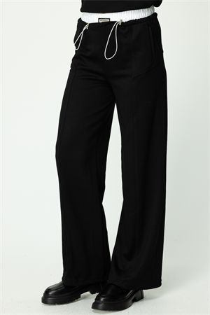 ON FASHION Beli Lastikli Detaylı Pantolon - Siyah