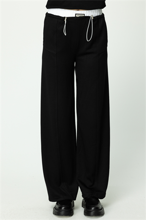 ON FASHION Beli Lastikli Detaylı Pantolon - Siyah