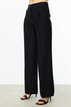 ON FASHION BOL ÇİZGİLİ PANTOLON - SİYAH