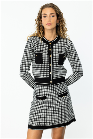ON FASHION Cepli Desenli Hırka - Siyah