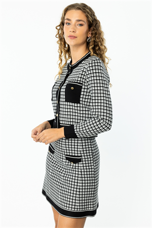 ON FASHION Cepli Desenli Hırka - Siyah