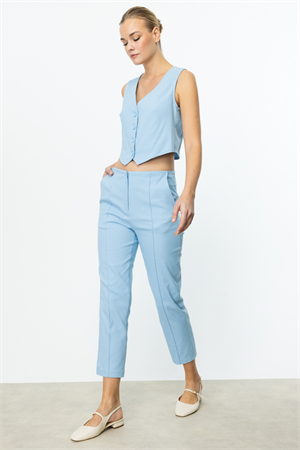 ON FASHION ÇİMALI DAR PANTOLON - MAVİ