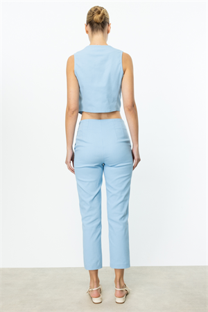 ON FASHION ÇİMALI DAR PANTOLON - MAVİ
