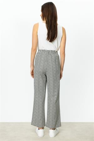 ON FASHION Çizgi Desenli Bol Paça Pantolon - SİYAH