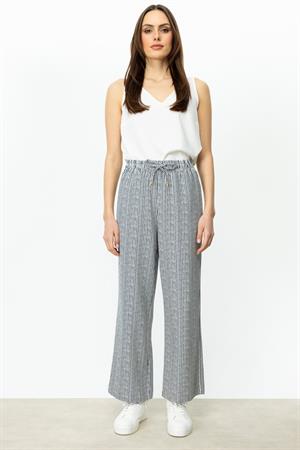 ON FASHION Çizgi Desenli Bol Paça Pantolon - LACİVERT