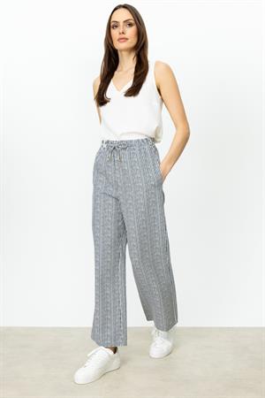 ON FASHION Çizgi Desenli Bol Paça Pantolon - LACİVERT