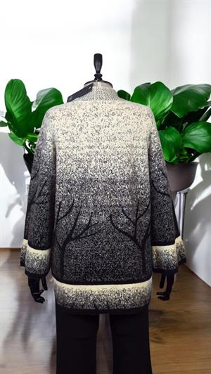 ON FASHION Desenli Kısa Dik Yaka Kaban - Ekru