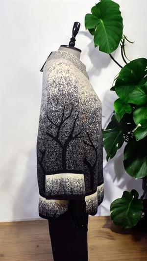 ON FASHION Desenli Kısa Dik Yaka Kaban - Ekru