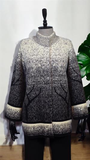 ON FASHION Desenli Kısa Dik Yaka Kaban - Ekru