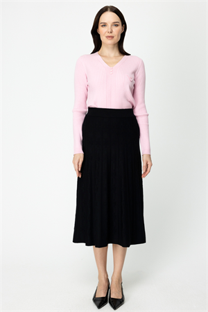 ON FASHION Desenli Triko Etek - Siyah