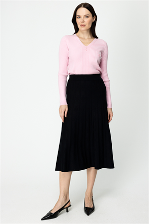 ON FASHION Desenli Triko Etek - Siyah