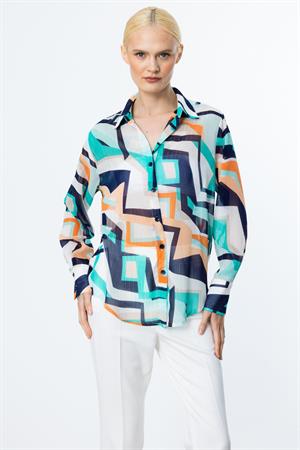 ON FASHION DESENLİ UZUN KOL GÖMLEK - LACİVERT