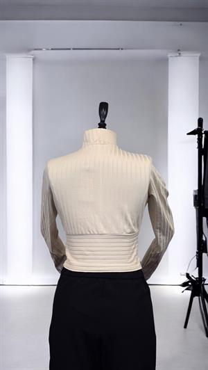 ON FASHION DİK YAKA DÜĞMELİ BLUZ - KUM
