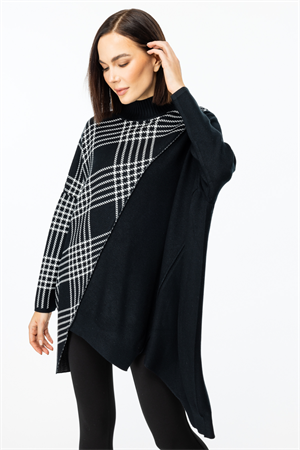 ON FASHION DİK YAKA ÖNÜ PARÇALI TUNİK - SİYAH