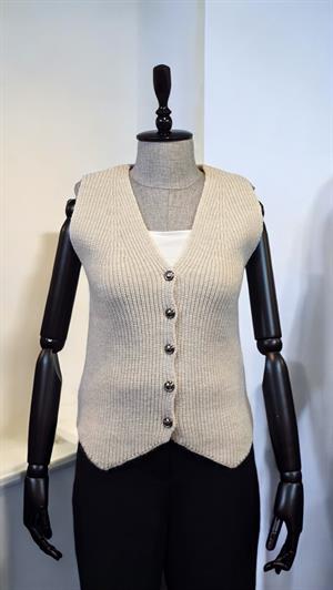 ON FASHION DÜĞMELİ V YAKA YELEK - BEJ