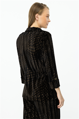 ON FASHION KADİFE KUMAŞ BELİ BAĞCIKLI CEKET - KAHVE
