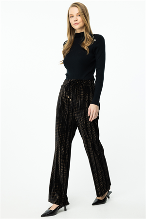 ON FASHION KADİFE KUMAŞ BELİ LASTİKLİ PANTOLON - KAHVE