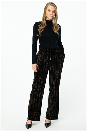 ON FASHION KADİFE KUMAŞ BELİ LASTİKLİ PANTOLON - KAHVE
