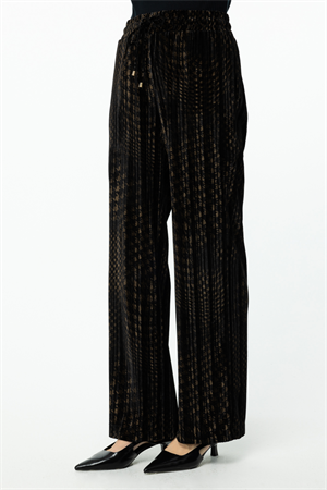 ON FASHION KADİFE KUMAŞ BELİ LASTİKLİ PANTOLON - KAHVE