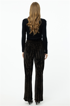 ON FASHION KADİFE KUMAŞ BELİ LASTİKLİ PANTOLON - KAHVE