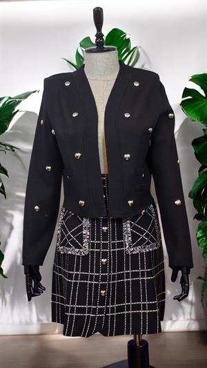 ON FASHION Kalpli Zımba Detaylı Triko Hırka - Siyah