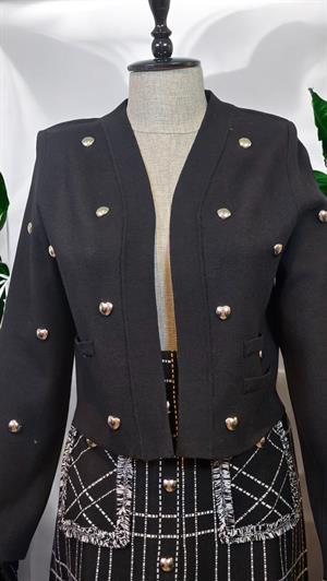 ON FASHION Kalpli Zımba Detaylı Triko Hırka - Siyah