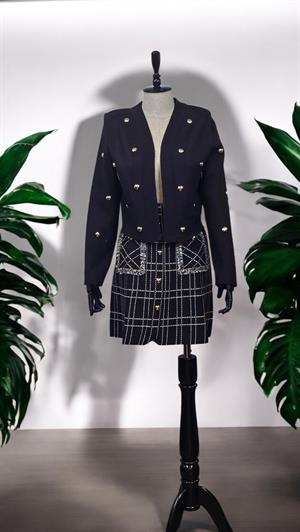 ON FASHION Kalpli Zımba Detaylı Triko Hırka - Siyah