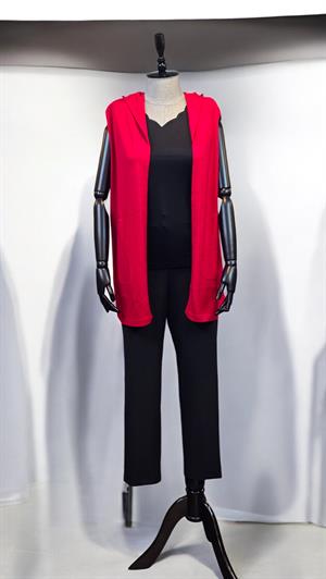 ON FASHION KAPÜŞONLU YELEK - KIRMIZI