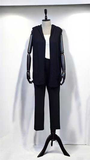 ON FASHION KAPÜŞONLU YELEK - SİYAH