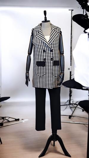 ON FASHION KARELİ 4 DÜĞME YELEK - EKRU