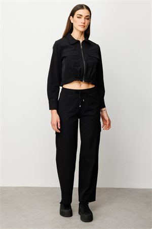 ON FASHION KARGO CEPLİ BOL PAÇA PANTOLON - SİYAH