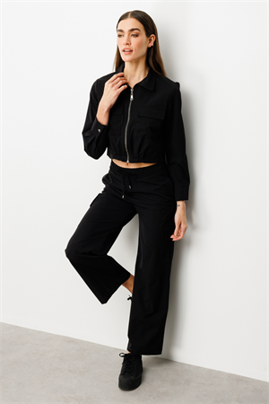 ON FASHION KARGO CEPLİ BOL PAÇA PANTOLON - SİYAH