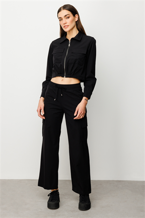 ON FASHION KARGO CEPLİ BOL PAÇA PANTOLON - SİYAH