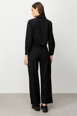 ON FASHION KARGO CEPLİ BOL PAÇA PANTOLON - SİYAH
