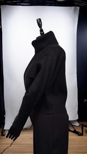 ON FASHION KRUVAZE EN BOY DEGAJE YAKA FİTİLLİ KAZAK - SİYAH