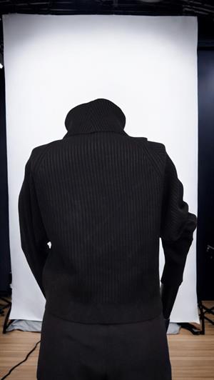 ON FASHION KRUVAZE EN BOY DEGAJE YAKA FİTİLLİ KAZAK - SİYAH