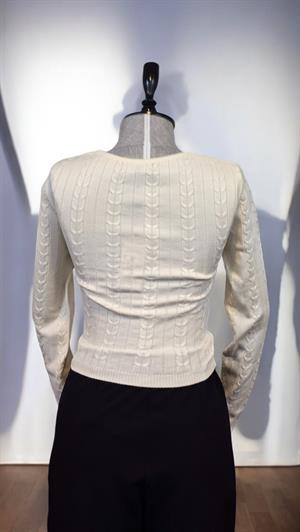 ON FASHION KRUVAZE ORGU DESENLİ KAZAK - KREM
