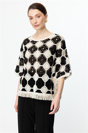ON FASHION On Püskül Detaylı Örme Bluz - Ekru