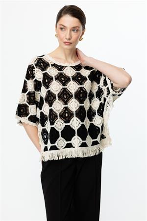 ON FASHION On Püskül Detaylı Örme Bluz - Ekru